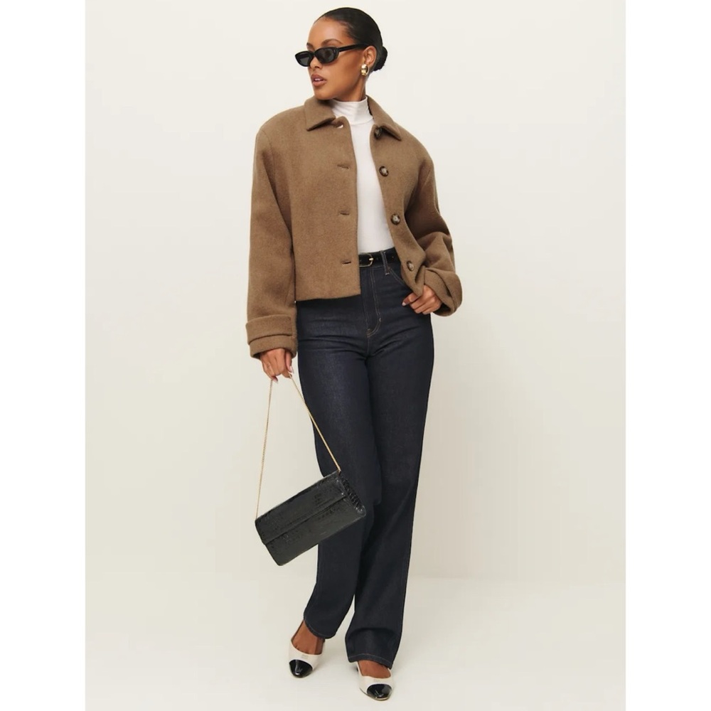 Reformation Enzo Jacket  Wool Blend Short Tan Brown XS - Picture 15 of 15